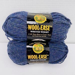 Lion Brand Yarn Wool Ease 115 BLUE MIST Worsted Weight 3 oz 197 yds Crochet 2 Pk